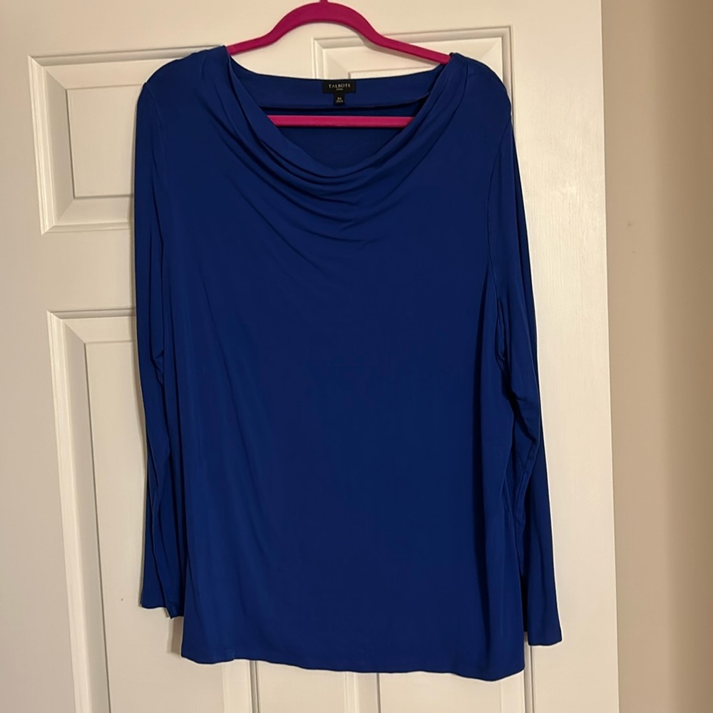 Talbots - Long sleeve royal blue cowl neck shirt - 2x